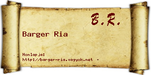 Barger Ria névjegykártya